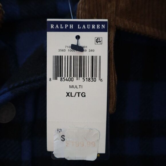 Polo Ralph Lauren Men's Sz XL Blue Plaid Country Western Wool Blend Shacket $368 - Picture 5 of 7